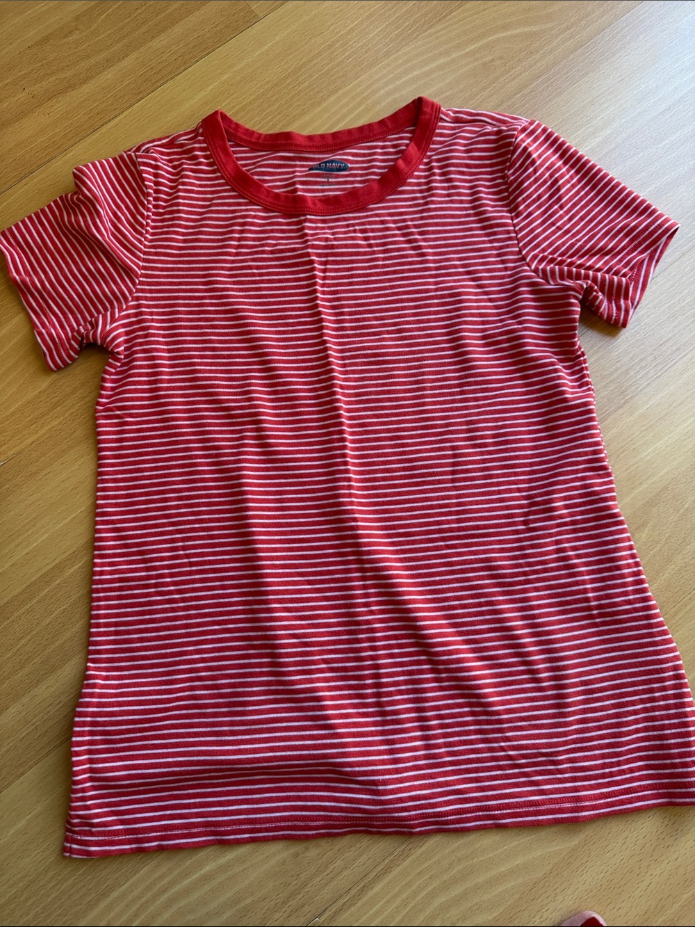 Women’s Coral & White Striped Tee - Brand Unspecified